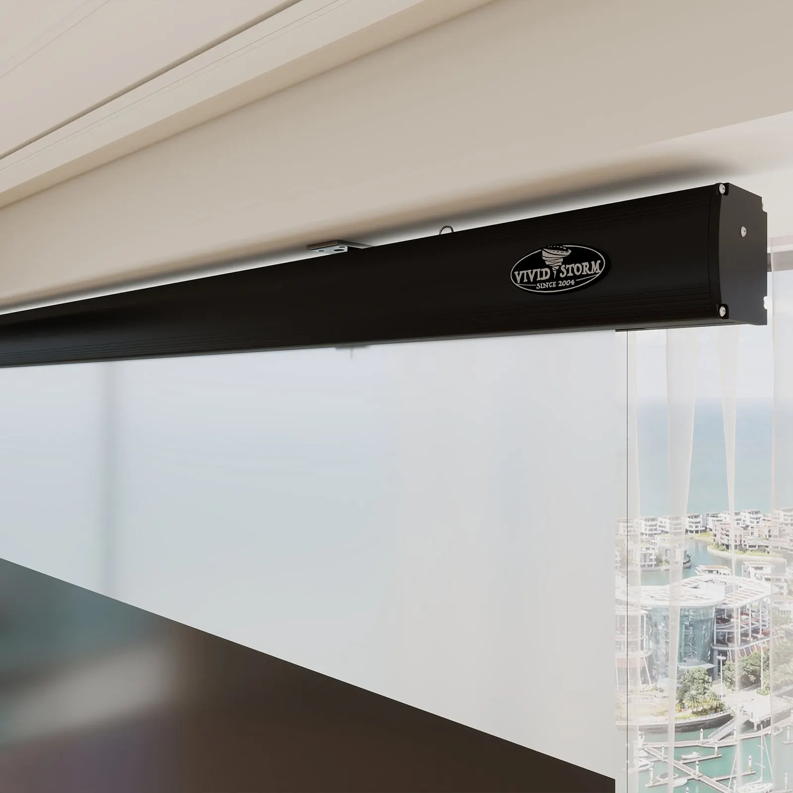 PRO Slimline Motorized Drop-Down UST ALR Projector Screen by VIVIDSTORM — view 10 of 10